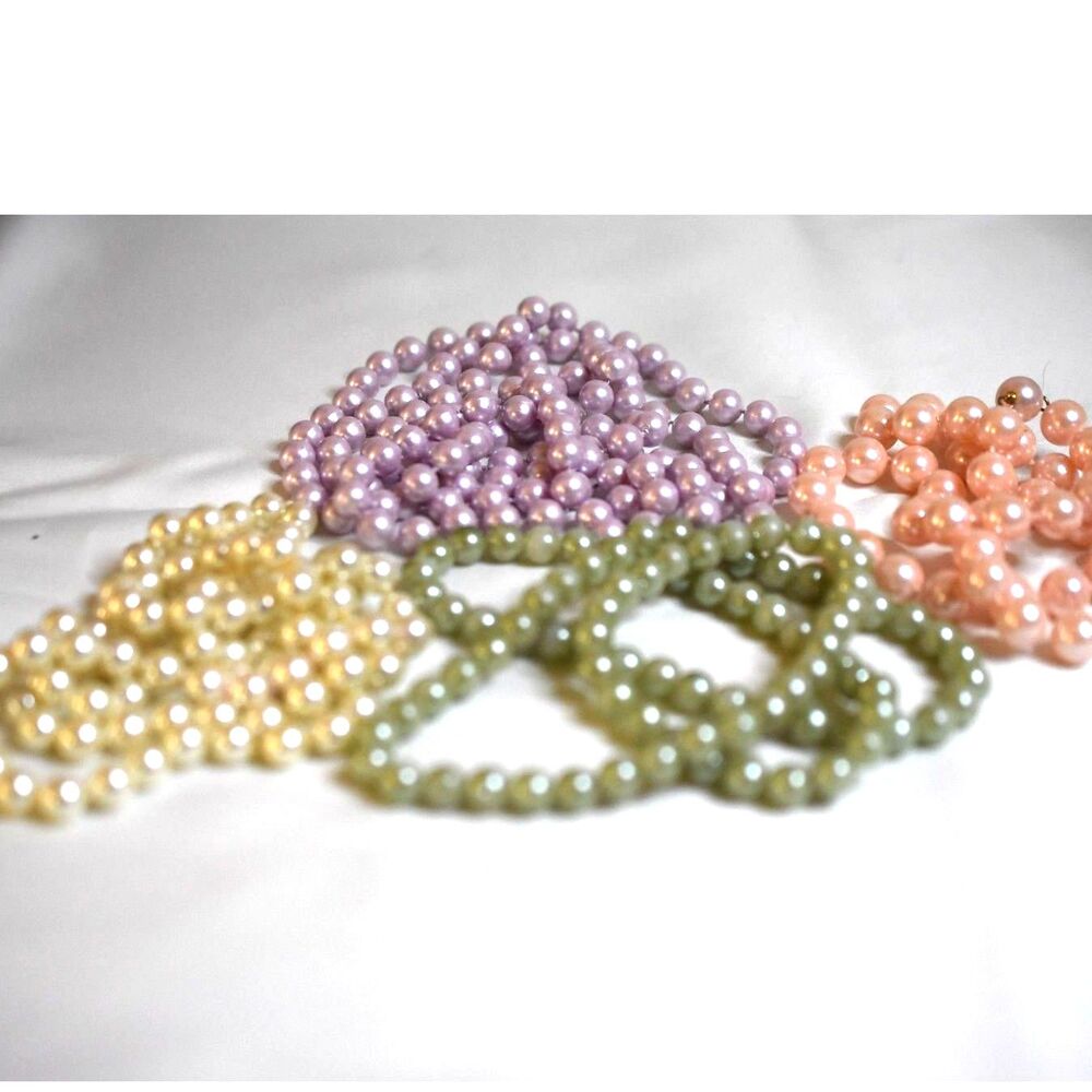 "Layer It" 4 Single Strands 4 Colors/Lengths 22"28"36"&46" Faux Pearl Necklaces - Picture 2 of 4